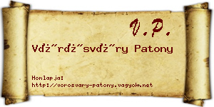 Vörösváry Patony névjegykártya